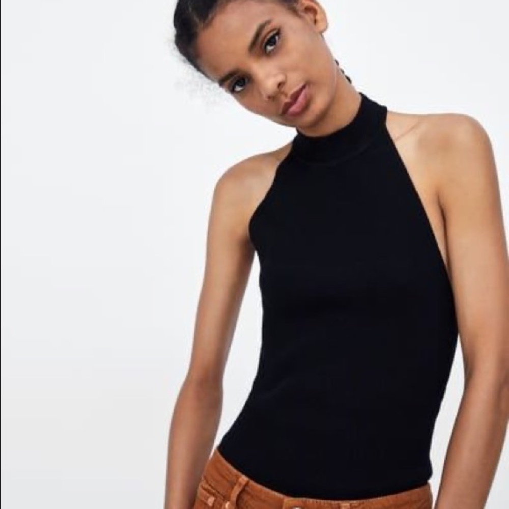 ZARA knit black halter top